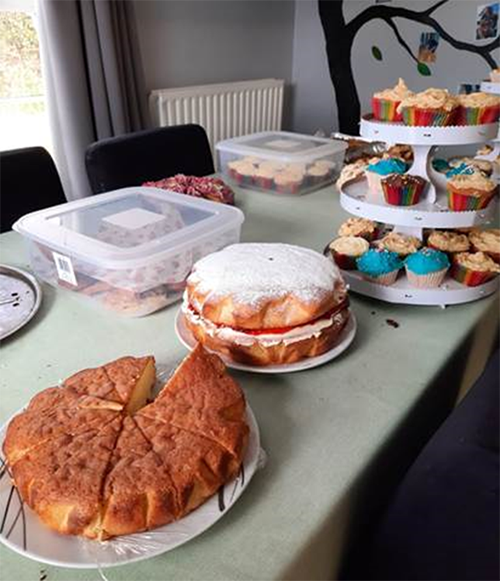 Table with a selection of cakes