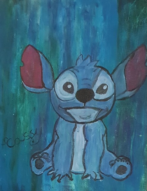 Artist's drawing fo the dog character, Stitch, from Lilo and Stitch