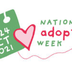 Green calendar page with a red heart next to it. Text reads National Adoption Week